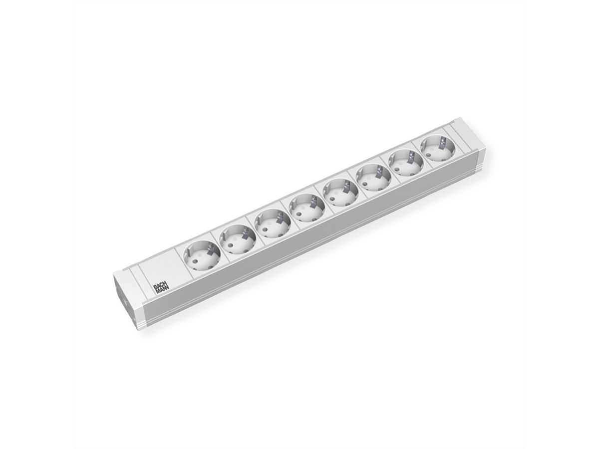 BACHMANN 19'' PVC stekkerdoos met 8 geaarde stopcontacten, 2,0 m geaarde stekker