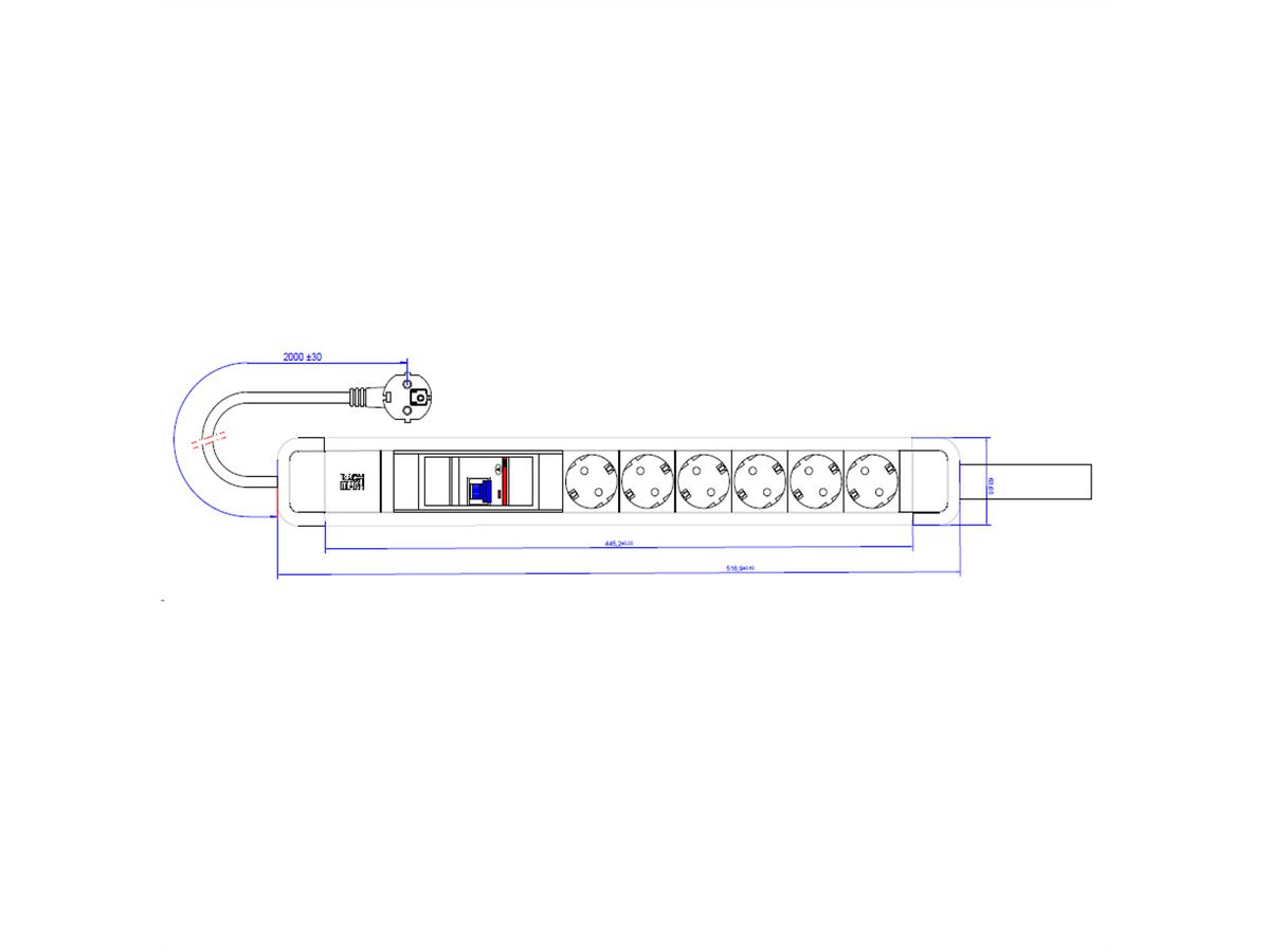 BACHMANN PRIMO 2 6xCEE7/3 1xFI with loop 2.0m CEE7/7