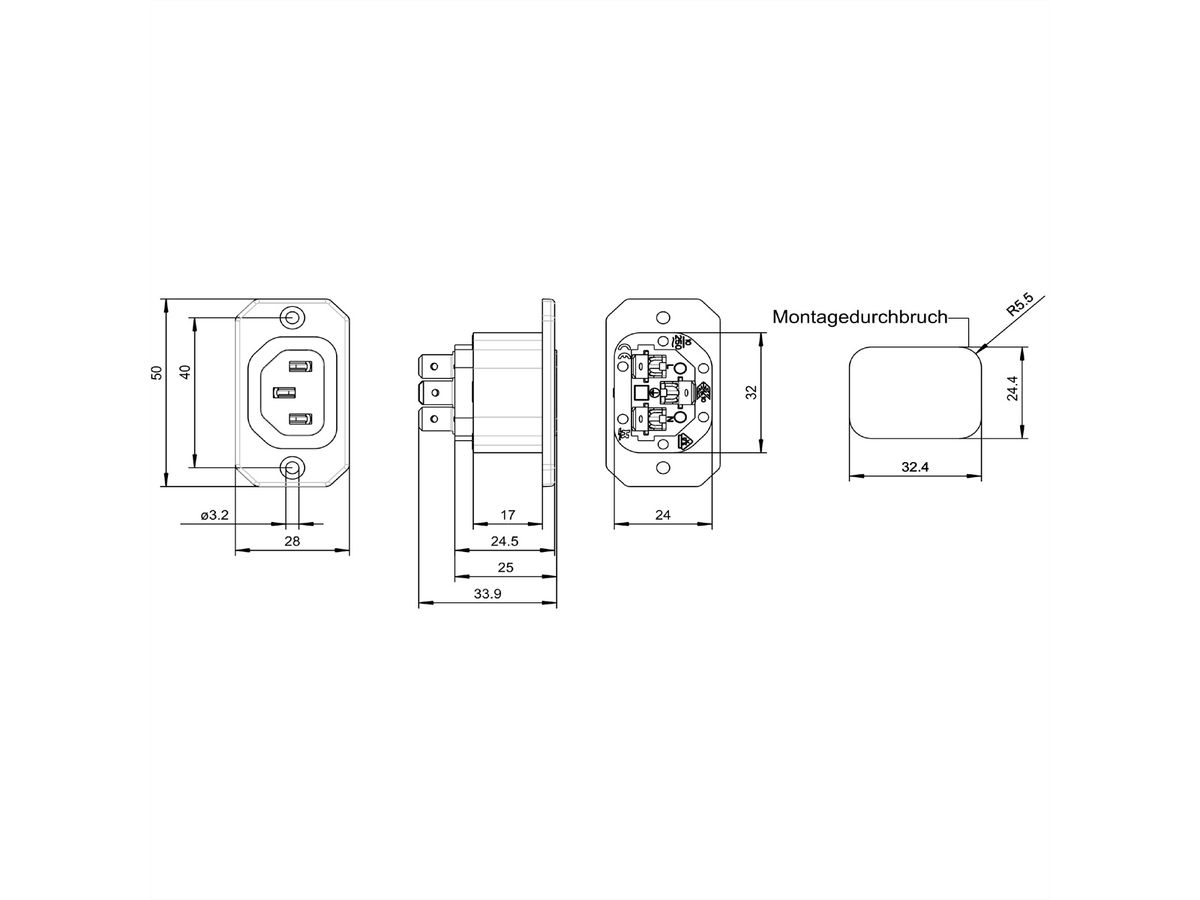 BACHMANN stopcontact voor koude apparaten IEC320 C13, met zwarte schroefklemmen