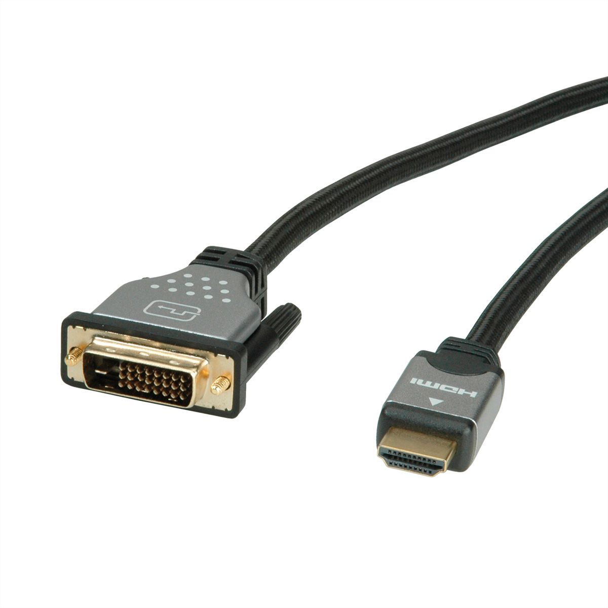 ROLINE Monitorkabel DVI (24+1) - HDMI, M/M, zwart / zilver, 1,5 m