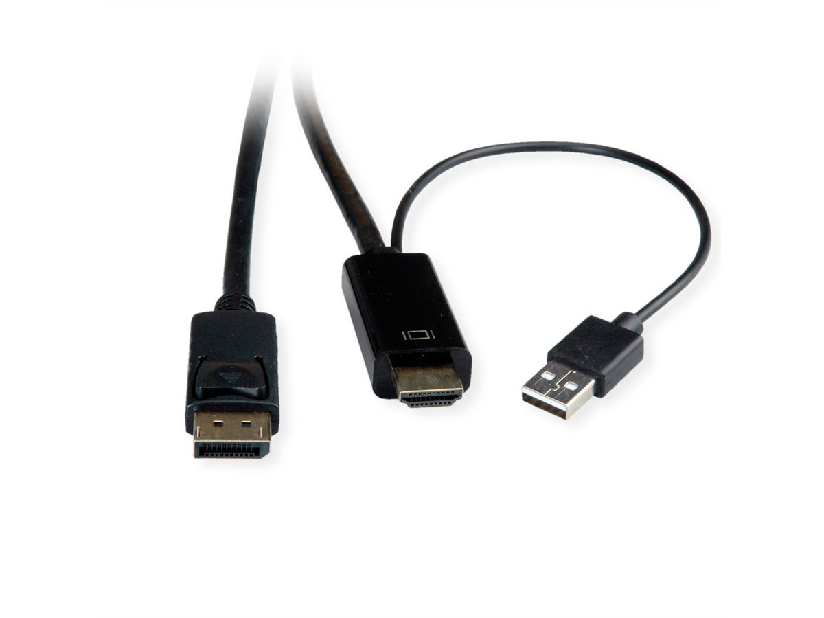 ROLINE HDMI kabel UltraHDTV - DisplayPort, M/M, zwart, 1 m