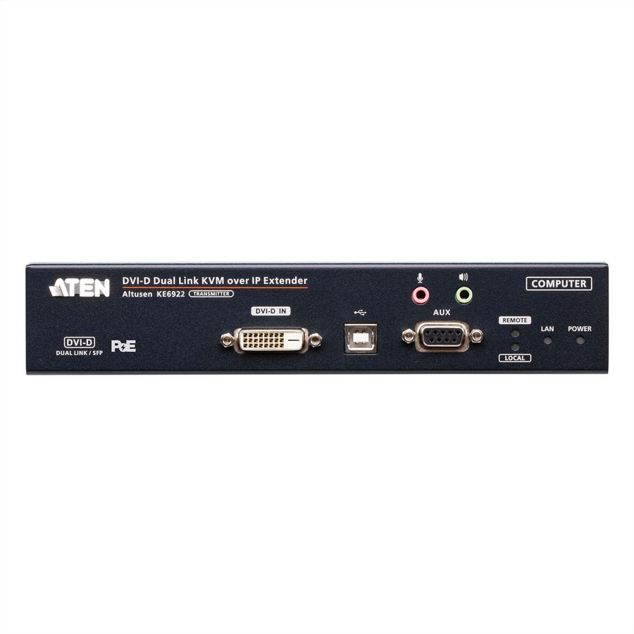 ATEN KE6922T 2K DVI-D Dual Link KVM Over IP Zender met SFP en PoE