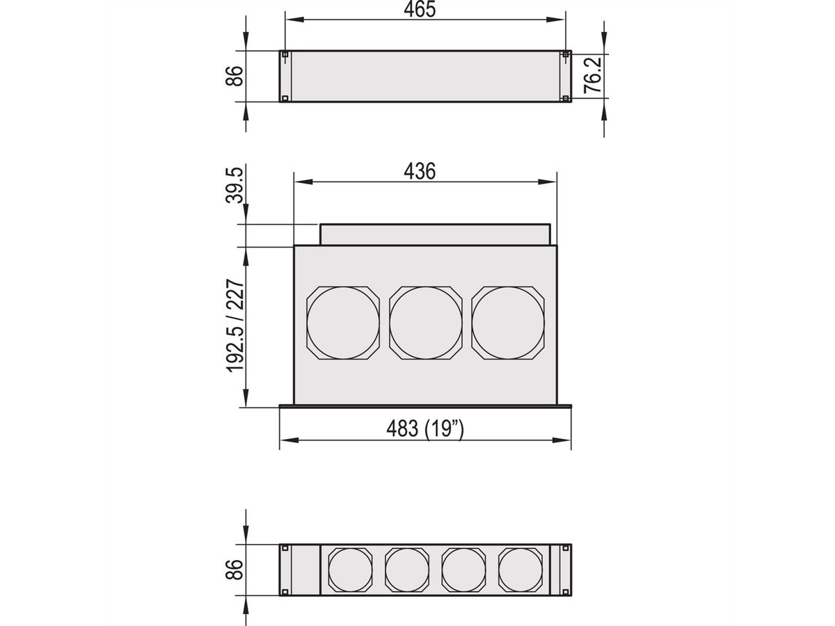 SCHROFF Ventilatoreenheid met behuizing voor 19" Duwventilator, 2 HE, axiaal, 230 VAC