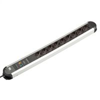 BACHMANN PRIMO socket strip 9x earthing contact aluminium full device protection, 1.75 m