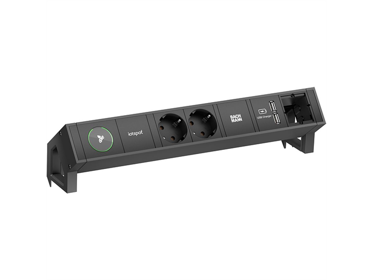BACHMANN DESK2 1xIOTspot 2xprotective contact, USB Charger 1xABD 0.2m GST18,sw