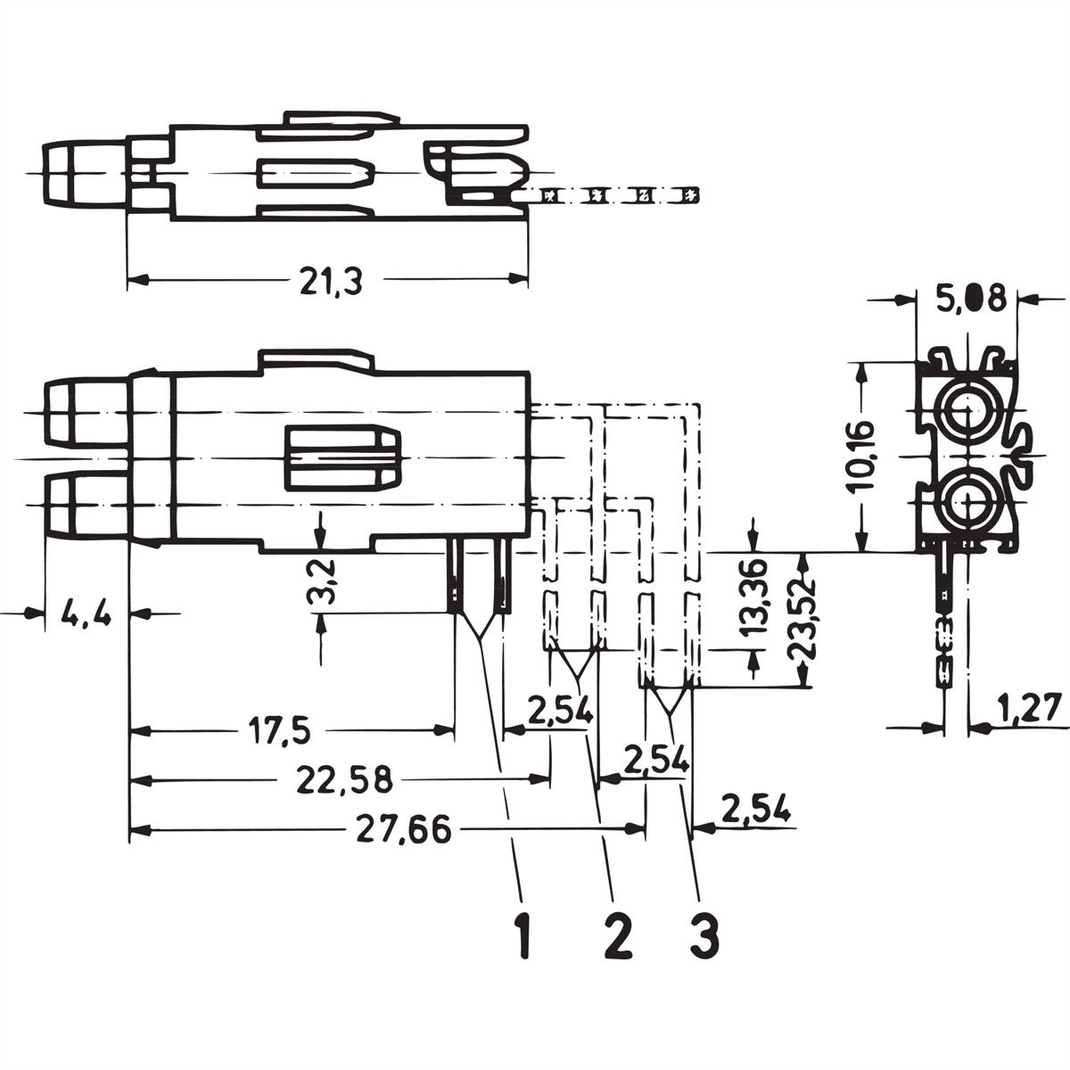 SCHROFF Double Test Socket, Ø 2 mm, Long Type for Mounting Plane 1