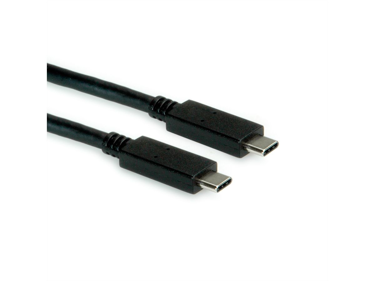 ROLINE GREEN USB 3.2 Gen 2 Cable, PD (Power Delivery) 20V5A, with Emark, C-C, M/M, black, 1 m