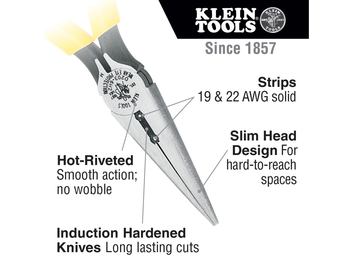 KLEIN TOOLS D203-6H2 Geïsoleerde punttang met zijkniptang 168 mm