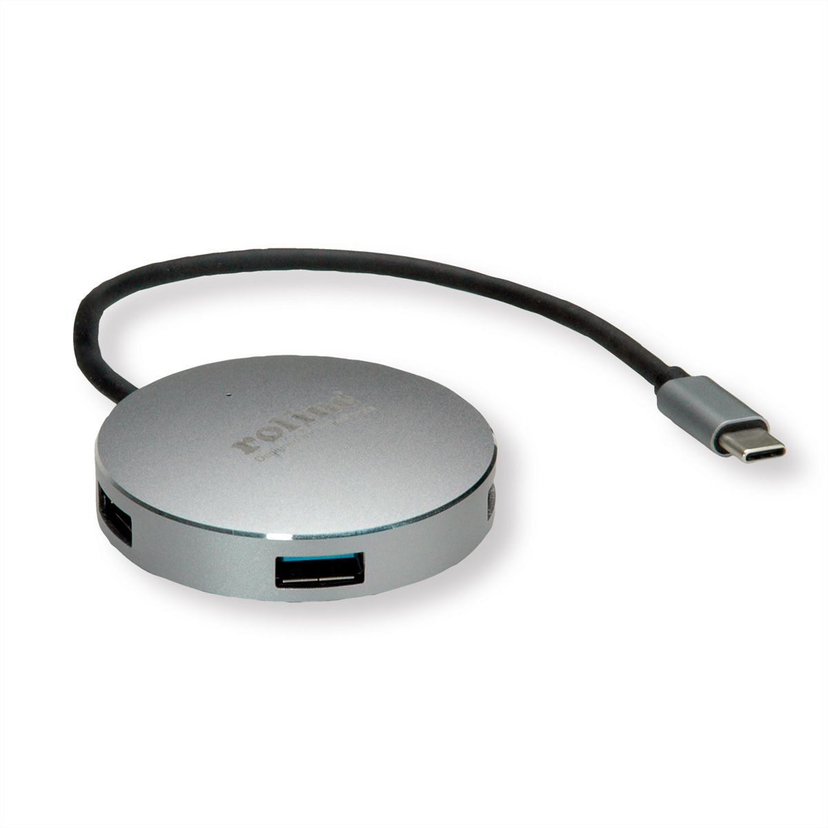 ROLINE USB 3.2 Gen 1 hub, rond, 4-voudig, type C aansluitkabel