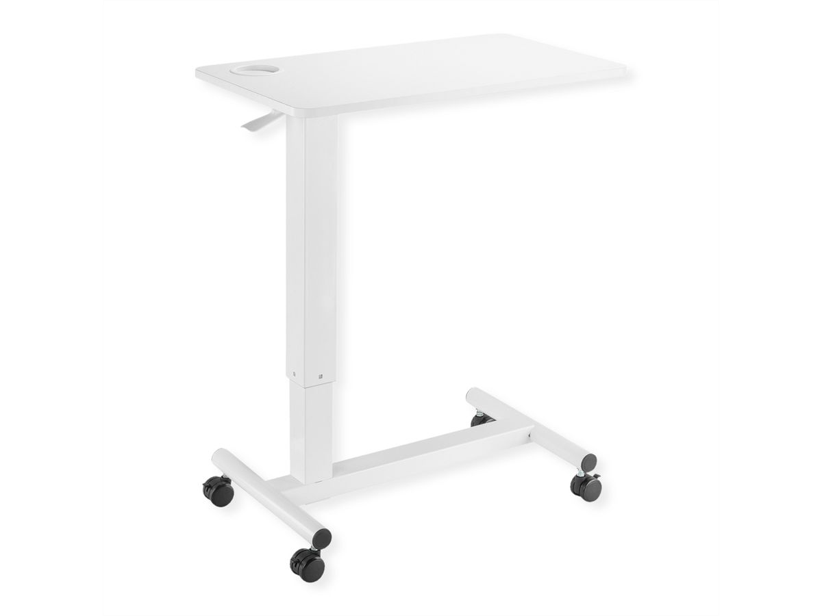 ROLINE Gas Spring Side Table / Workstation, height adjustable, white