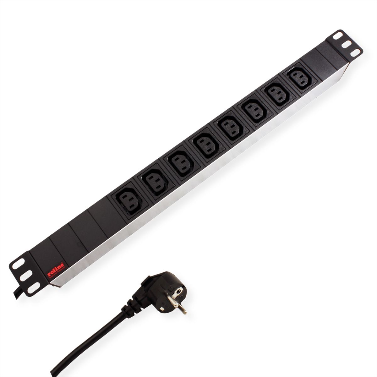 ROLINE 19" PDU for Cabinets 8x 3600W, IEC320 C13 - German Type M, silver, 2 m