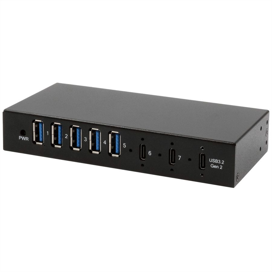 EXSYS EX-12297HMS 7 Port USB 3.2 Gen 2x1 Metall HUB, mit 2x USB-C und 5x USB-A 3.2 Gen 1 Ports