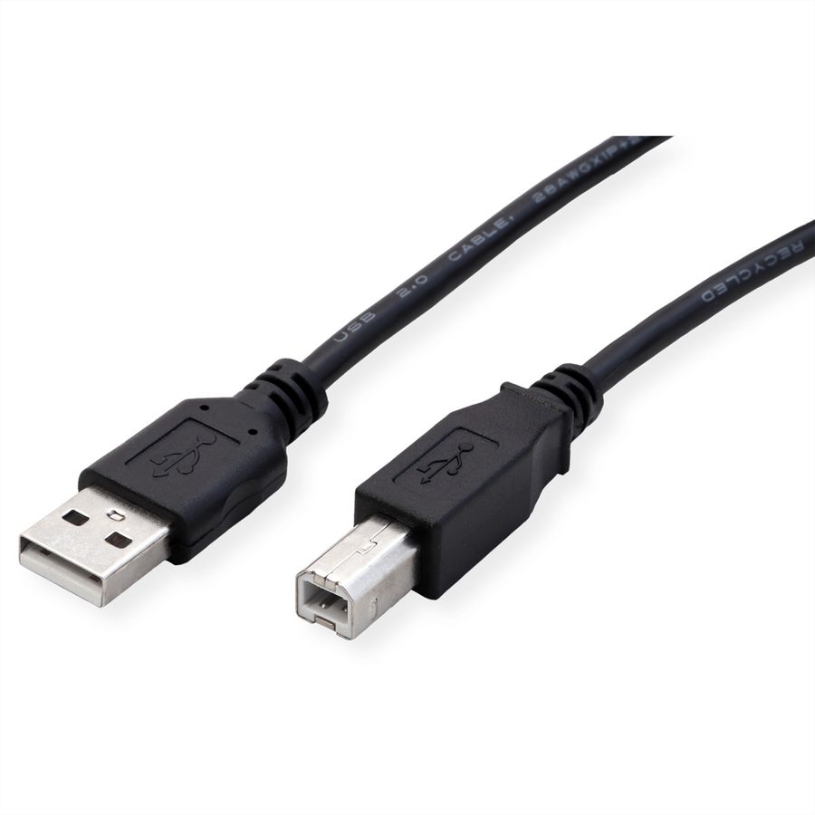 ROLINE RM USB 2.0 Cable, A - B, M/M, black, 0.8 m