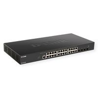 D-Link DXS-1210-28T Smart Managed Switch, 24x 10G Base-T + 4 x 10G/25G SFP28 Poorten