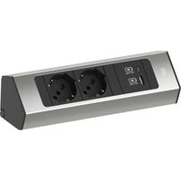 BACHMANN CASIA2 2xP40 1xUSB A/C 22W, 2,0m AEH, Edelstahl-Optik, Italia