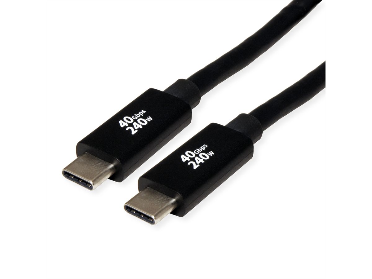 ROLINE Cable USB4 Gen3x2, with Emark, C–C, M/M, 240W, black, 2 m