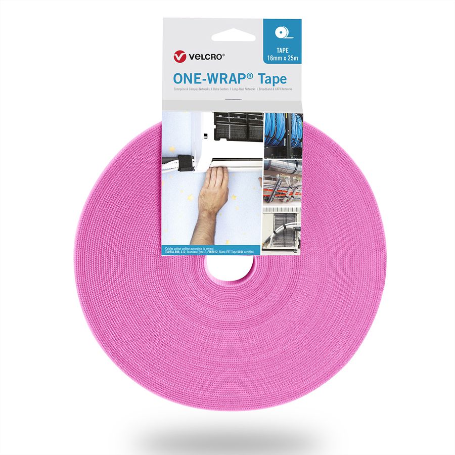 VELCRO® One Wrap® Tape 30 mm breed, roze, 25 m
