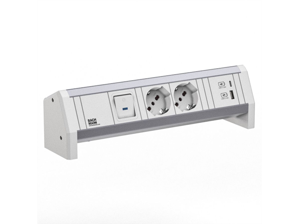 BACHMANN DESK 2xP40 1xUSB A/C 22W 1xSwitch GST18 RAL9010