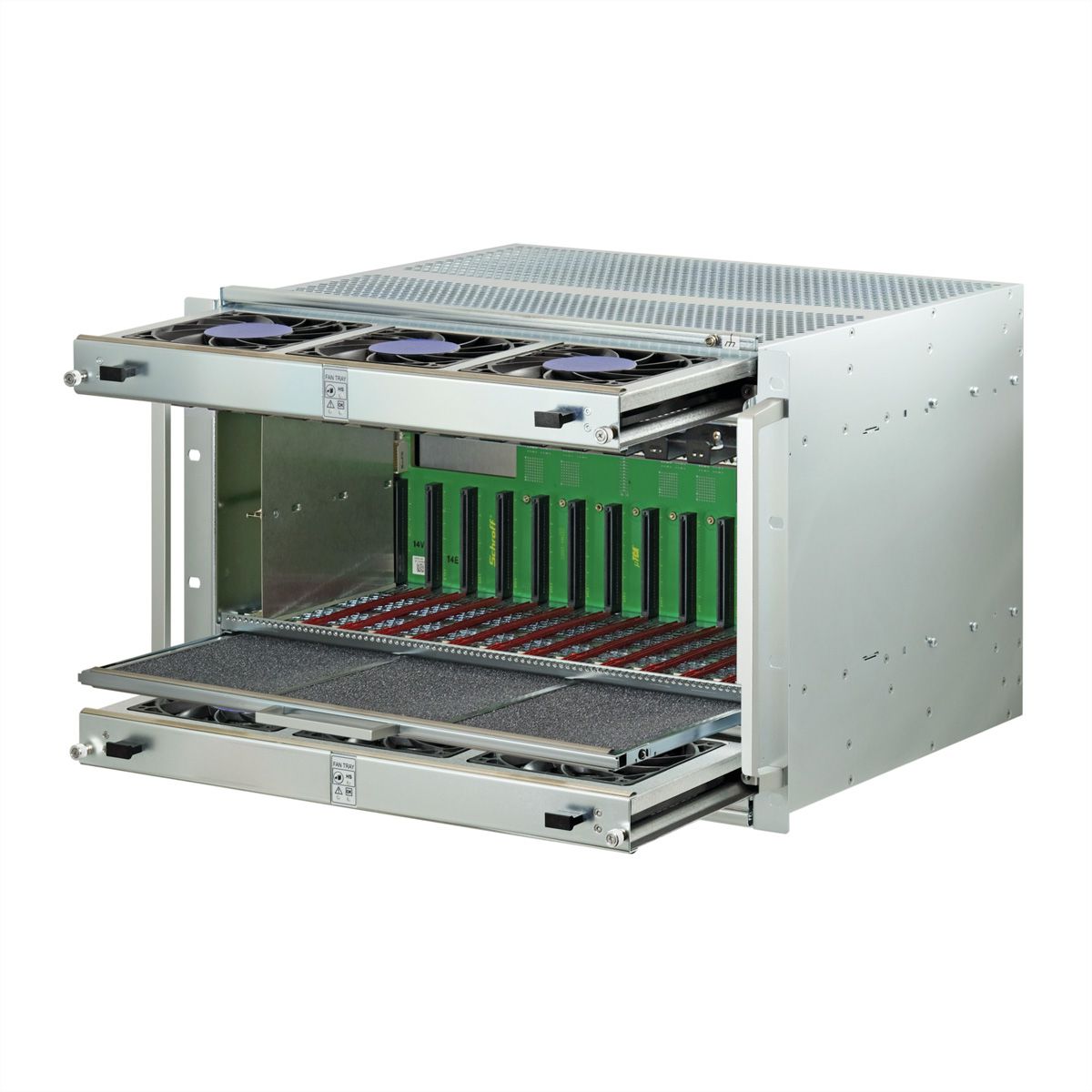 SCHROFF MTCA.4 Systeem voor 12 dubbele Full-Size AMC modules, CMS topologie, 7 HE, 84 PK,