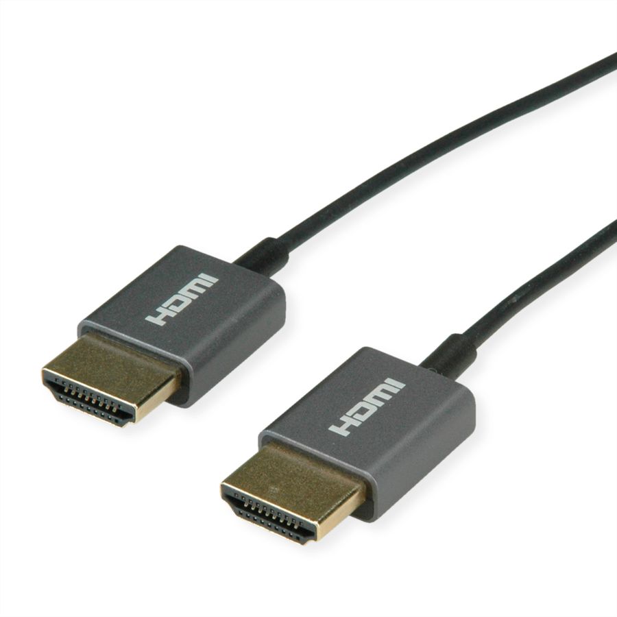 ROLINE 8K HDMI Ultra HD-kabel met Ethernet, M/M, ultradun, coaxiaal , zwart, 1,5 m