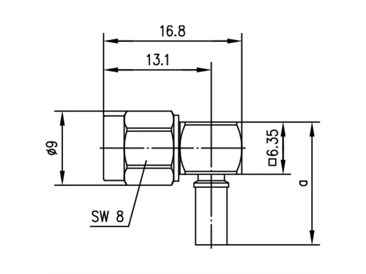 TELEGÄRTNER R-SMA angle plug G1 (RG-58C/U) solder/crimp
