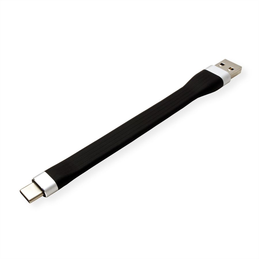 ROLINE USB 3.2 Gen 1 Silicone Cable, A-C, M/M, black, 11 cm