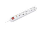 BACHMANN SMART stekkerdoos 6x geaard contact, schakelaar, overspanningsbeveiliging, white, 1.5 m