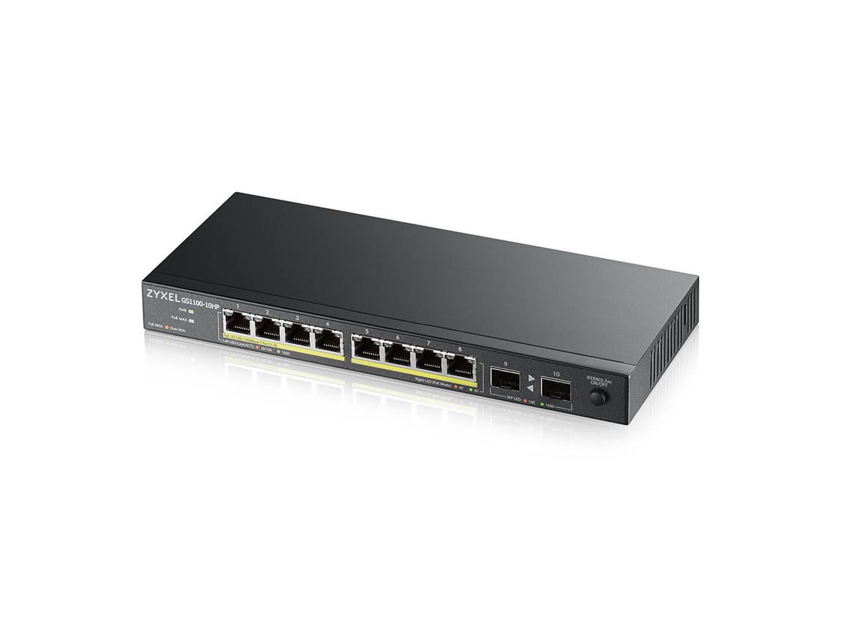 Zyxel GS1100-10HP v2 Unmanaged Gigabit Ethernet (10/100/1000) Power over Ethernet (PoE) Black