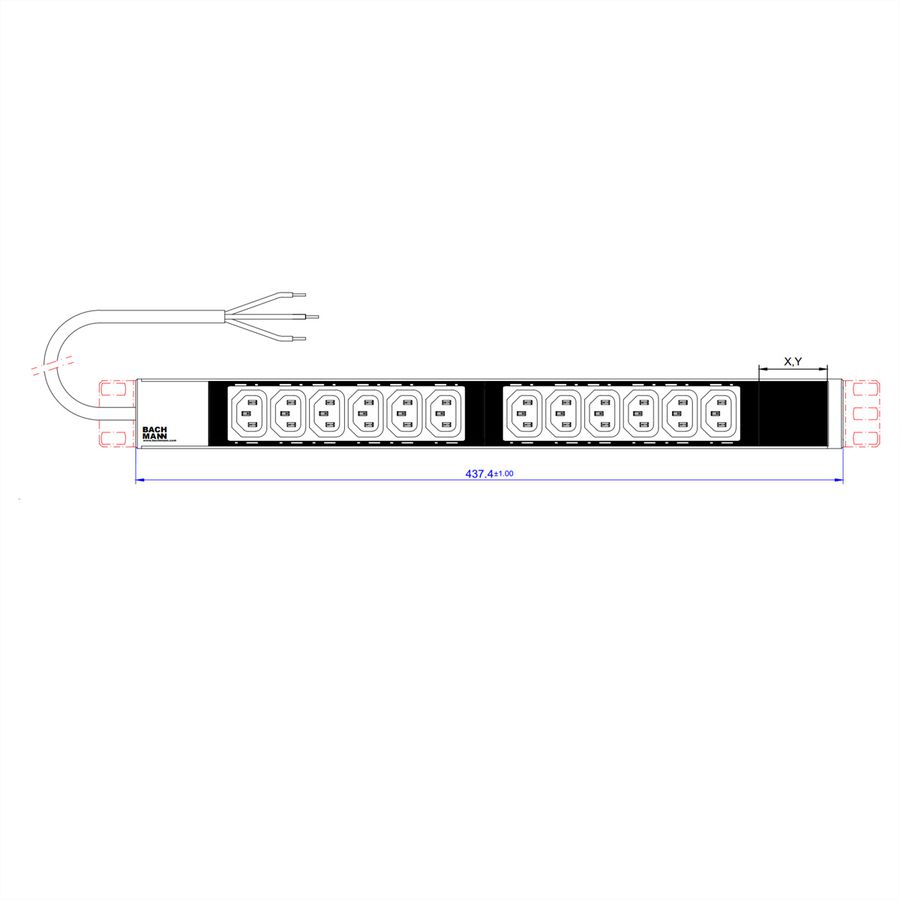 BACHMANN 19" 1HE 12x C13 1x aansluitblok