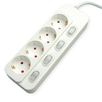 VALUE Power Strip, 4-way, with individual switches, white, 1.5 m