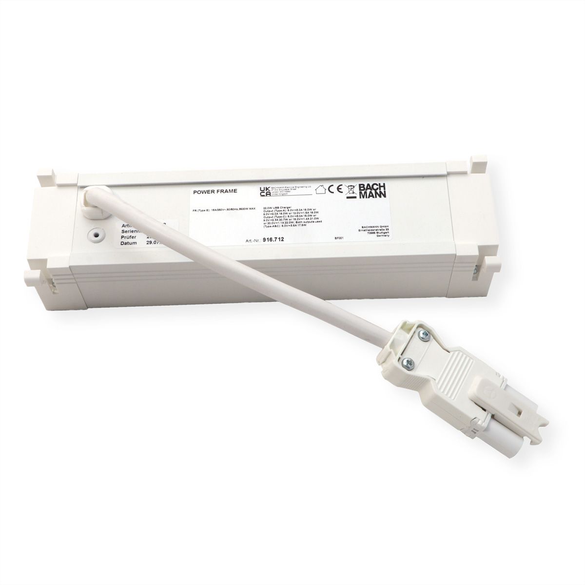 BACHMANN POWER FRAME 2xUTE 1xUSB A/C 22W 0.2m GST18