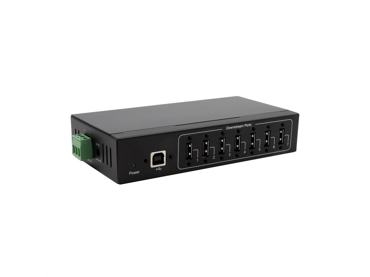 EXSYS EX-11217HMVS 7-poorts USB 2.0 metalen HUB met voeding 5V/2A Genesys-chipset