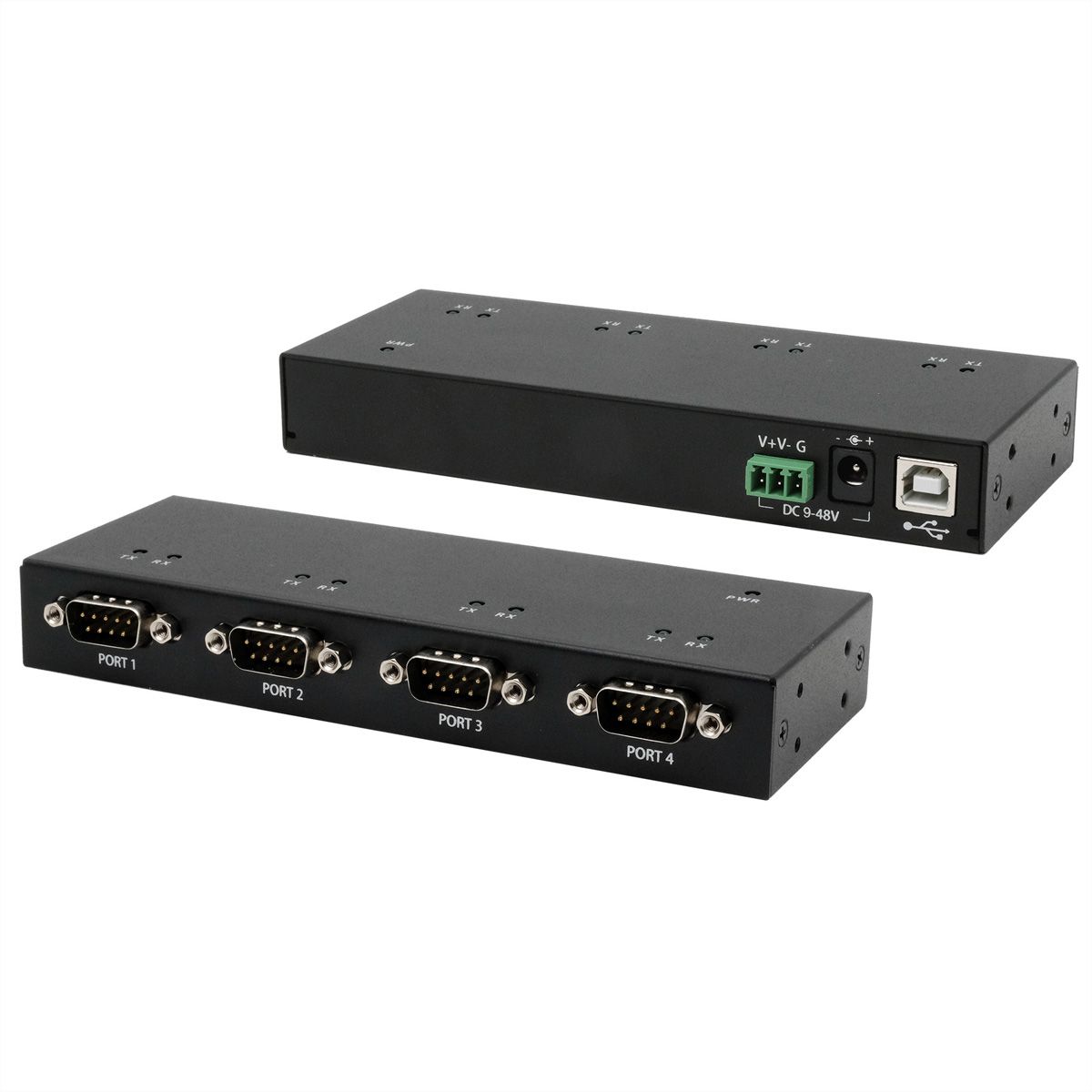 EXSYS EX-13074HM USB 2.0 naar 4 x seriële RS-232 poorten metalen behuizing FTDI chipset