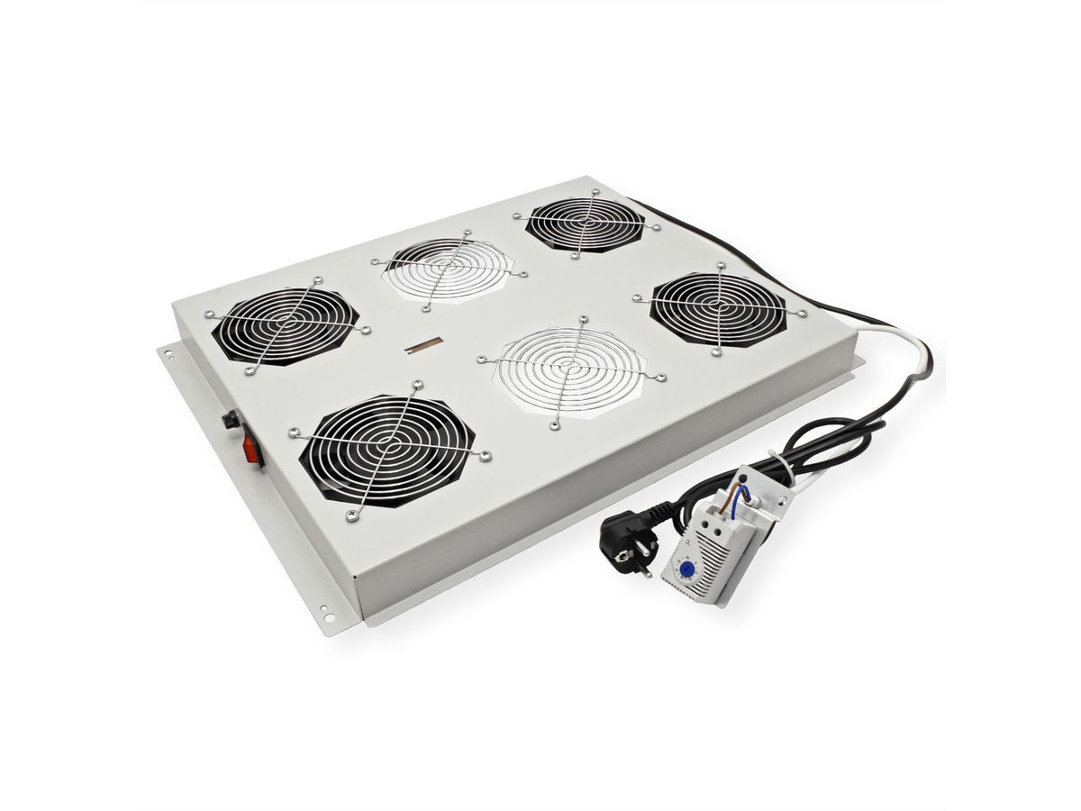 ROLINE 19-inch roof-mounted fan unit 4 fans, Thermostat grey