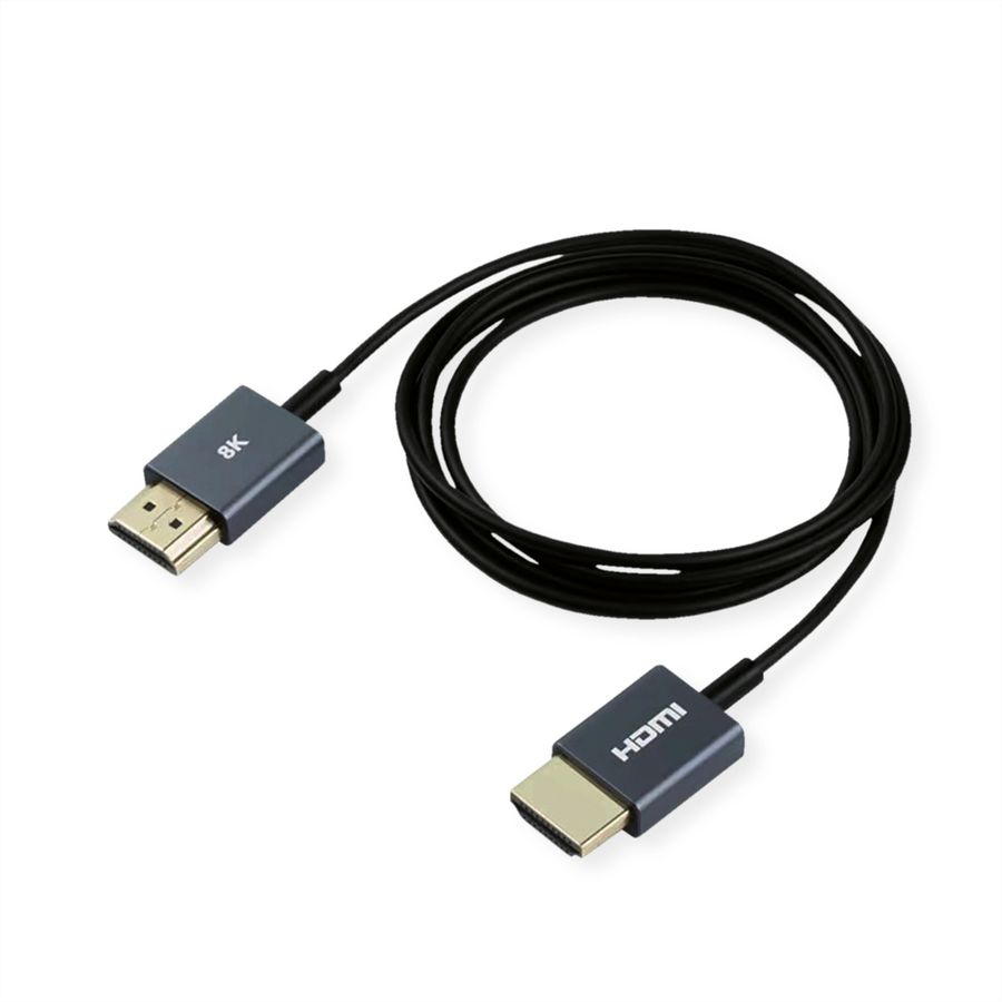 ROLINE 8K HDMI Ultra HD-kabel met Ethernet, M/M, ultradun, coaxiaal , zwart, 1,5 m