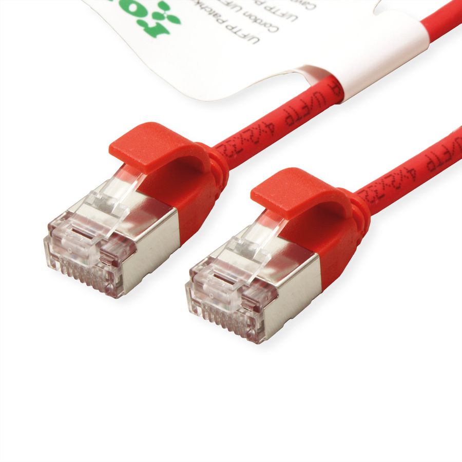 ROLINE GREEN F/UTP DataCenter Patchkabel Cat.6A (Class EA), LSOH, extra dun, rood, 2 m