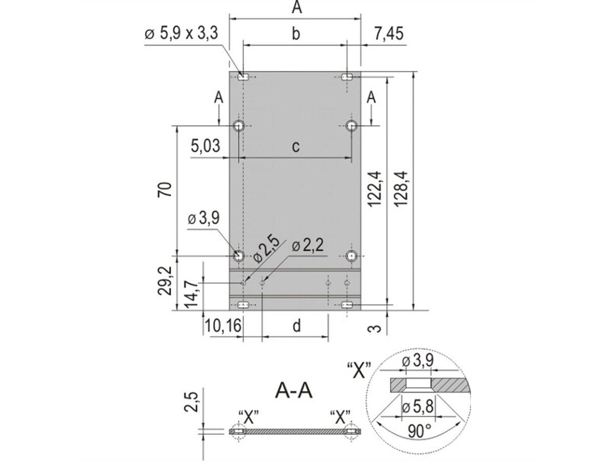 SCHROFF Insteekmodule type frame Frontplaat, niet-afgeschermd, 3 HE, 12 HE, 2,5 mm, Al, voorzijde geanodiseerd, achterzijde geleidend