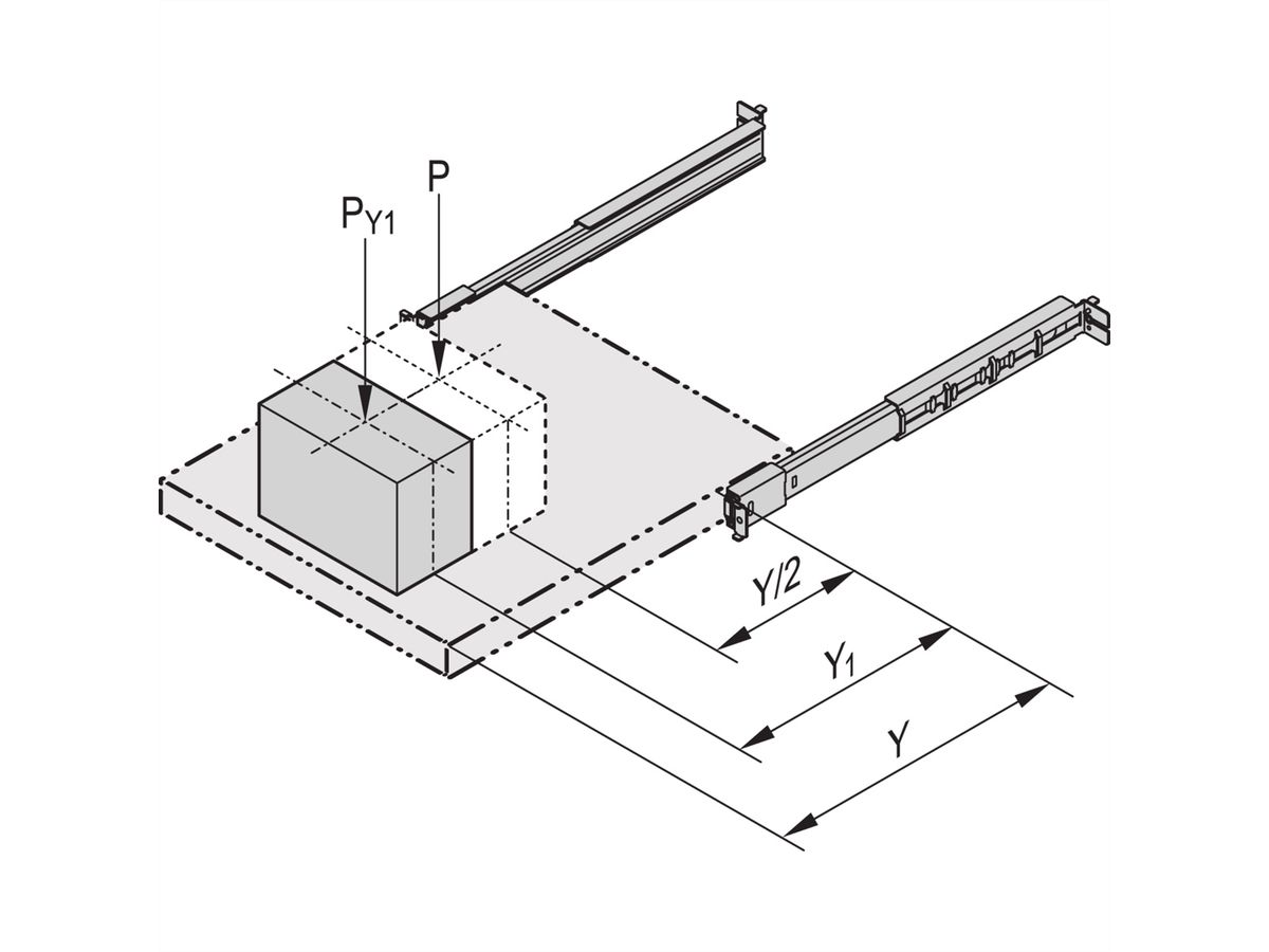 SCHROFF Telescopische geleider montageset, 1 U