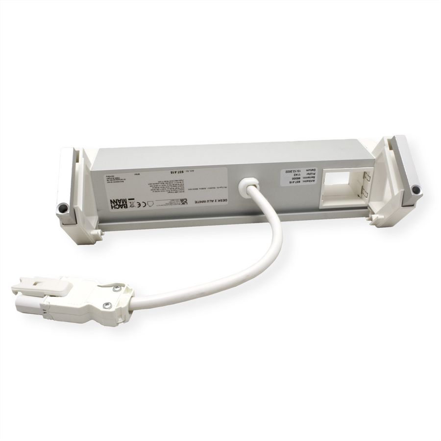 BACHMANN DESK2 ALU WHITE 2xUTE 1xCM 1xUSB A/C 22W 0,2m GST18