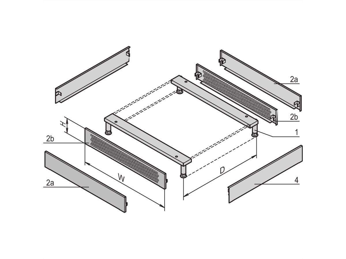 SCHROFF Varistar Base/Plinth Sides, Plain, 1000D