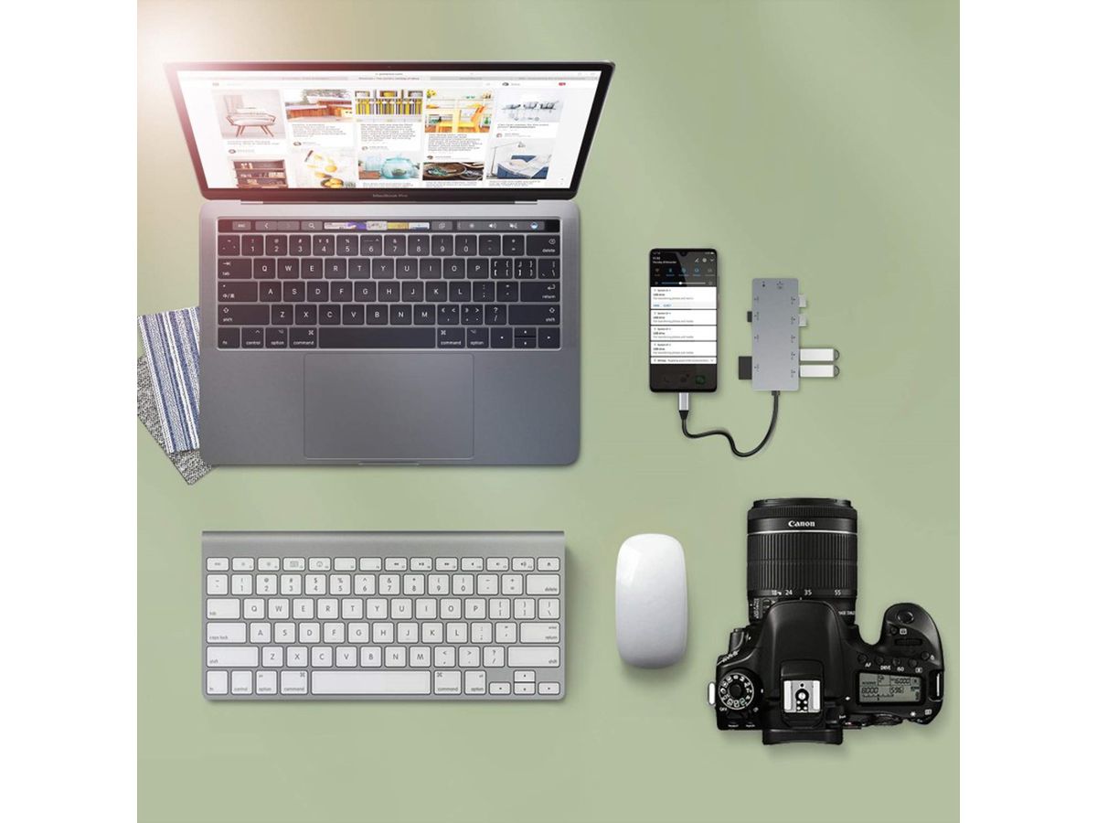 EXSYS EX-1221HM USB 3.2 Gen1 C-HUB 11 Ports für Notebook, Matebook und MacBook