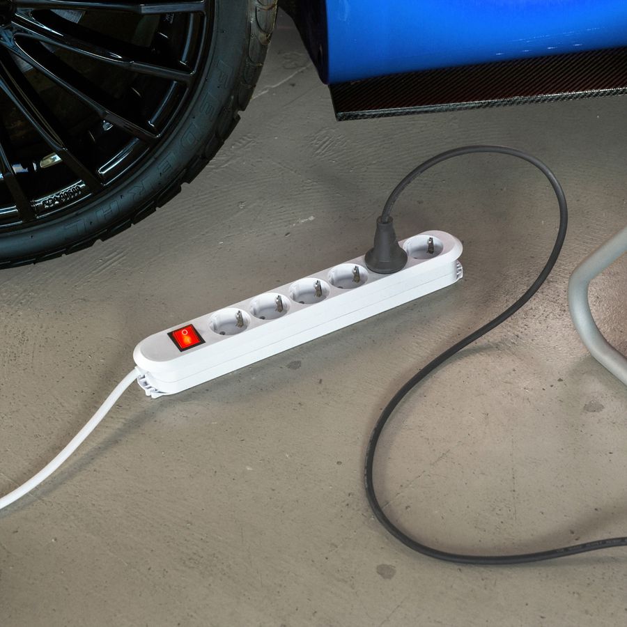 BACHMANN SMART stekkerdoos 6x geaard contact, met schakelaar, wit, 5 m