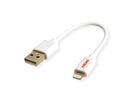 ROLINE Lightning naar USB 2.0 kabel voor iPhone, iPod, iPad, wit, 0,15 m