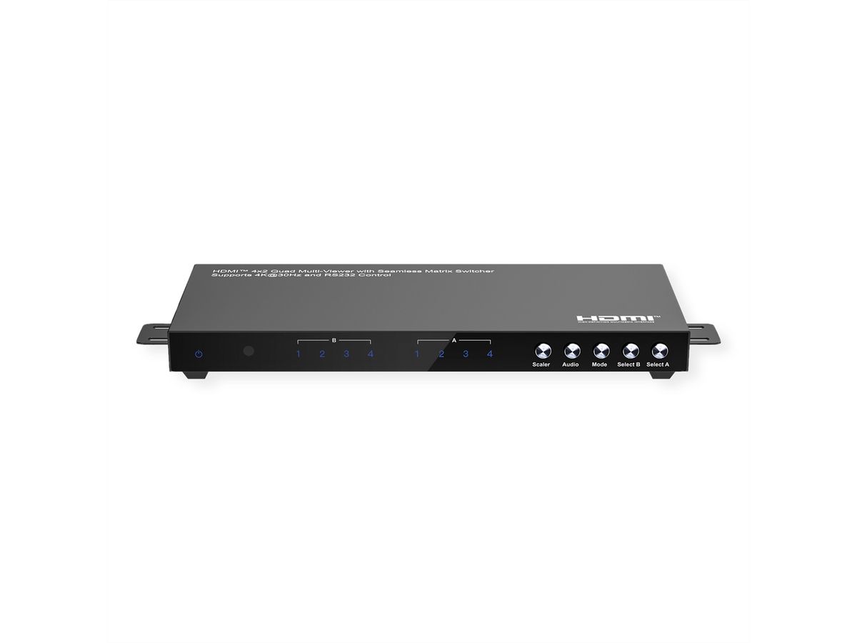 VALUE HDMI Matrix Switch, 4x2 QUAD Multi-Viewer, Naadloos schakelen