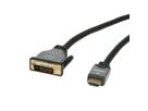 ROLINE Monitorkabel DVI (24+1) - HDMI, M/M, zwart / zilver, 1 m