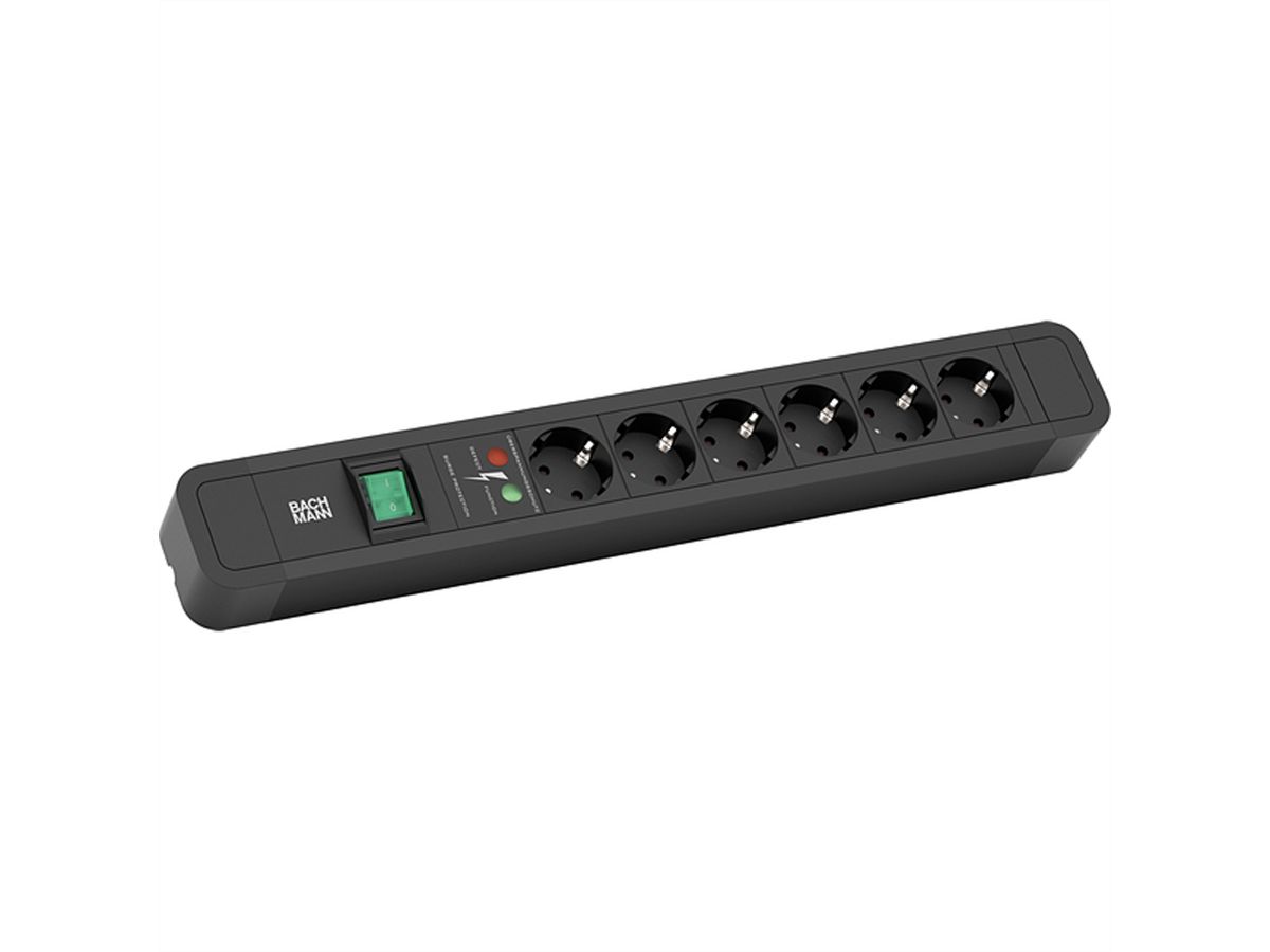 BACHMANN PRIMO 2, 6x CEE7/3, 1x SPD, black, 2 m