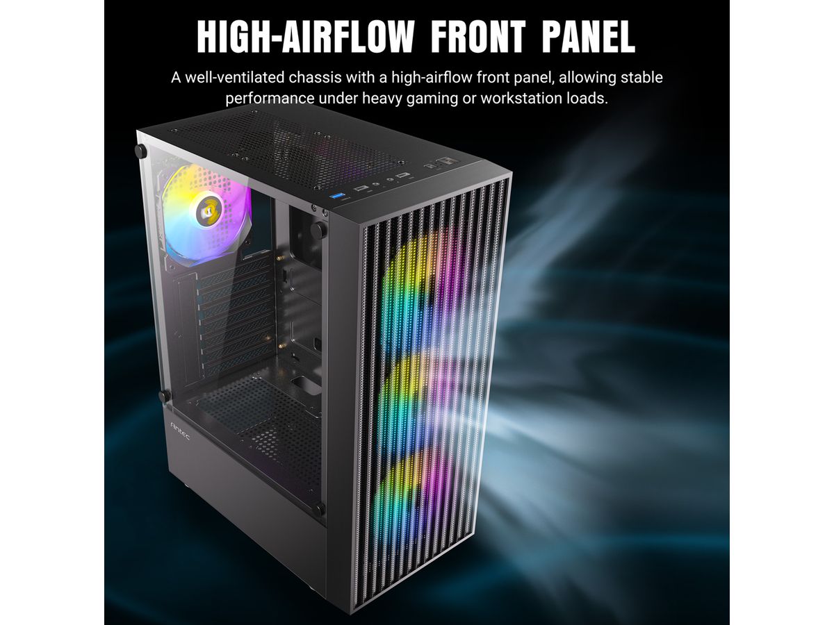 ANTEC AX27 RGB Elite PC case Midi Tower Gaming ATX, black