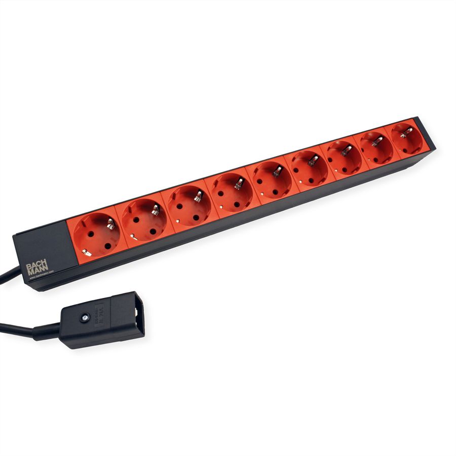 BACHMANN Stekkerdoos 19" 9x geaard C20 stekker, zwart