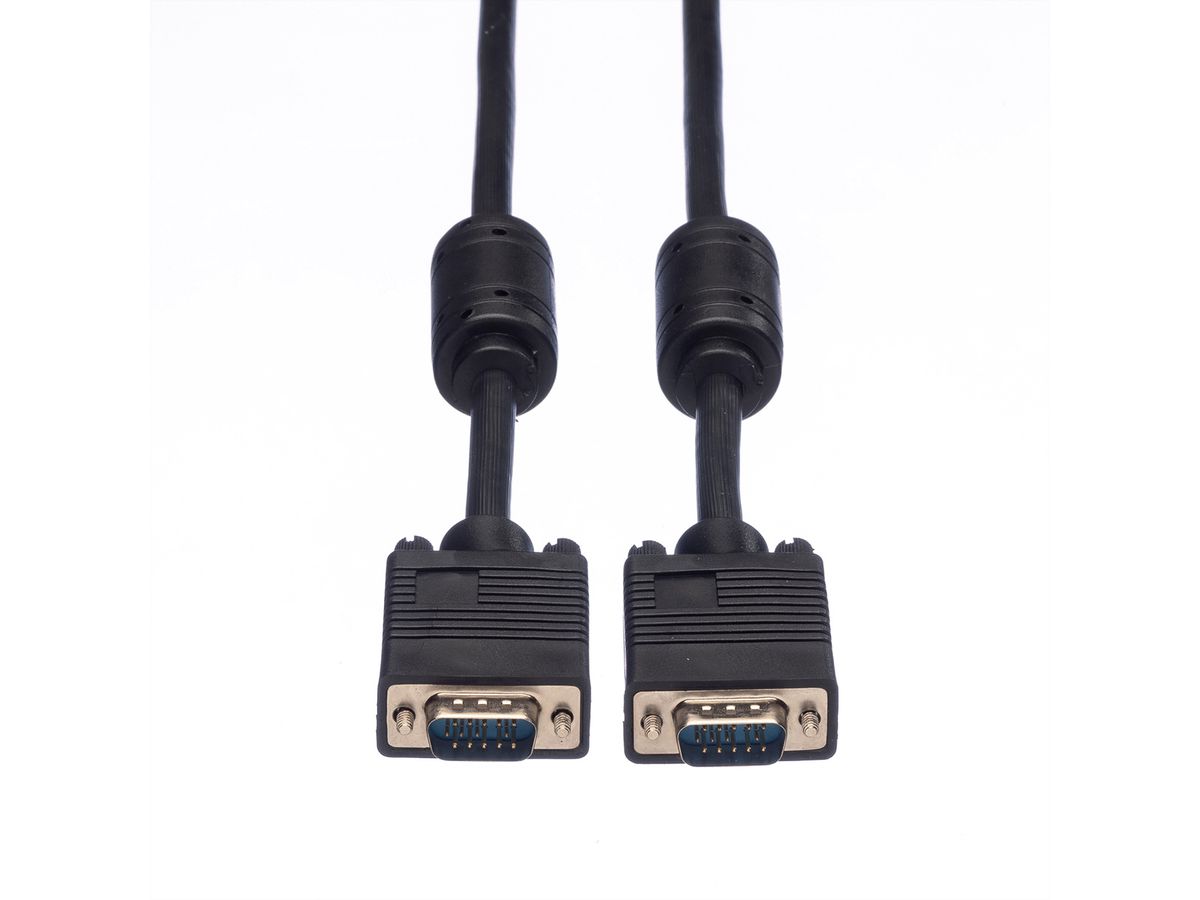 ROLINE SVGA Cable + Ferrite, HD15, M/M, 2 m