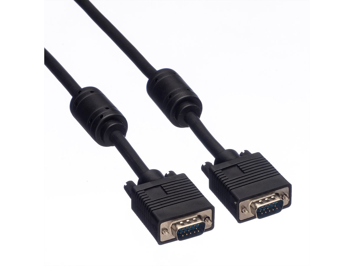 ROLINE SVGA Cable + Ferrite, HD15, M/M, 2 m